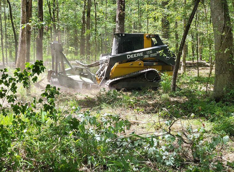 excavation machine removing some trees